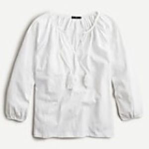 J Crew Embroidered Tassel-Tie Top